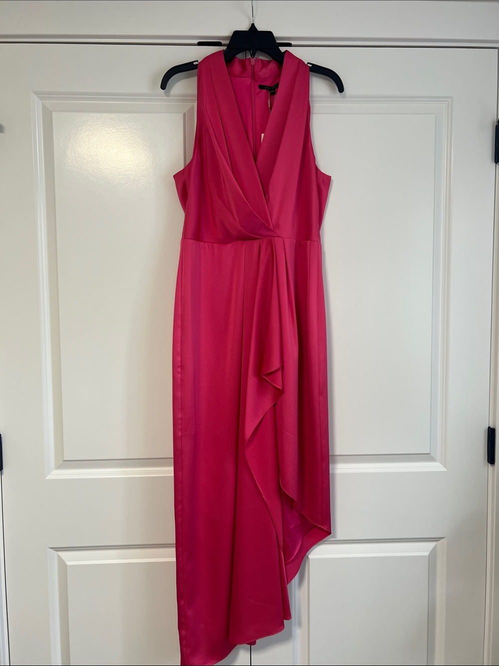 Alex Marie Hot Pink Sleeveless High-Low Wrap Dress